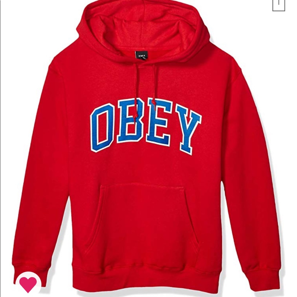 obey women’s academic hoodie scarlet red